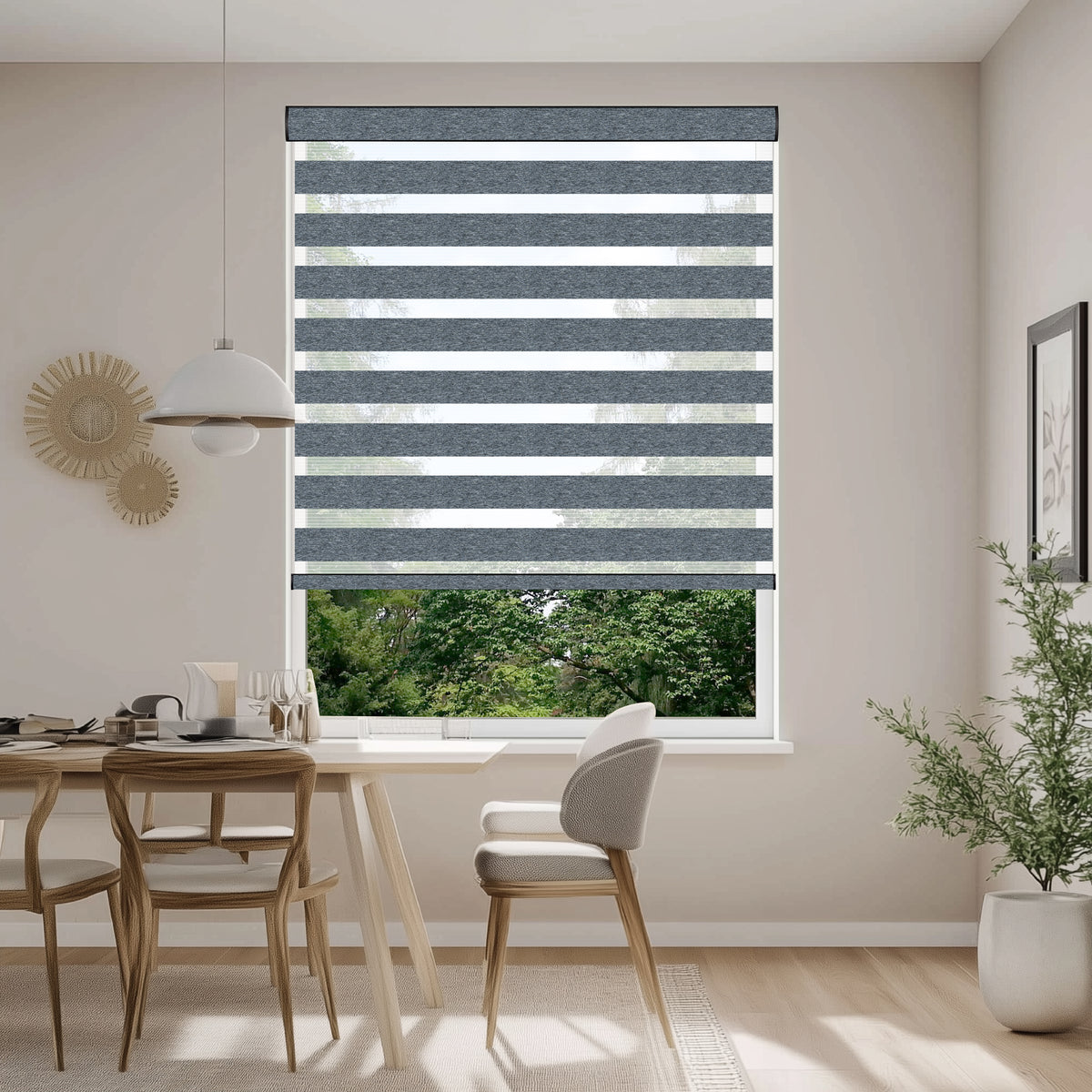 Rimini Denim Light Filtering Zebra Shade