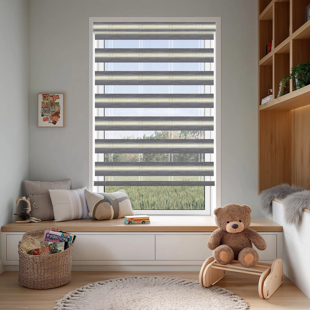 Salem Beige Gray Light Filtering Zebra Shade