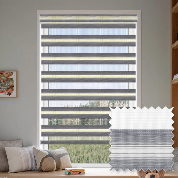 Salem Beige Gray Light Filtering Zebra Shade