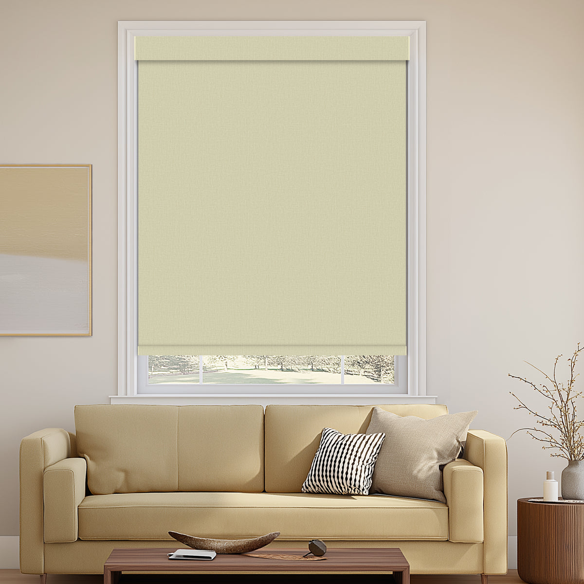 Shelley Cream Flame Retardant Blackout Roller Shades