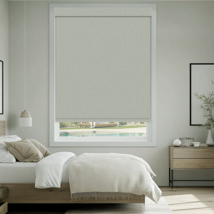 Shelley Mist Flame Retardant Blackout Roller Shades