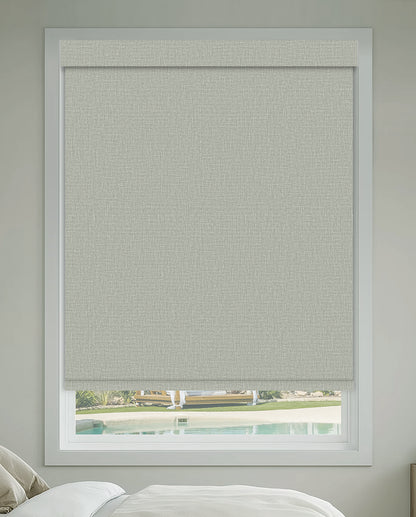 Shelley Mist Flame Retardant Blackout Roller Shades