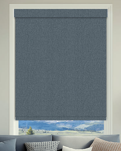 Shelley Denim Flame Retardant Blackout Roller Shades