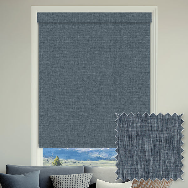 Shelley Denim Flame Retardant Blackout Roller Shades