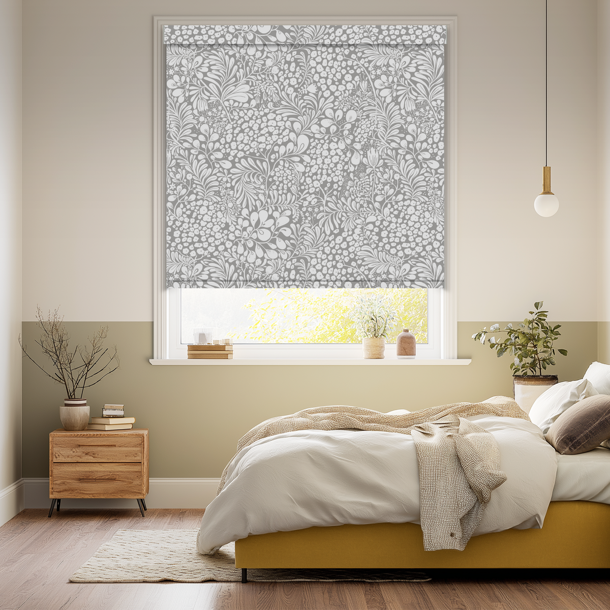 Summer Berry Grey Blackout Roller Shades