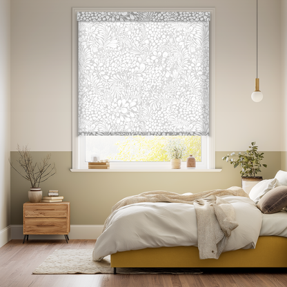 Summer Berry Grey Light Filtering Roller Shades