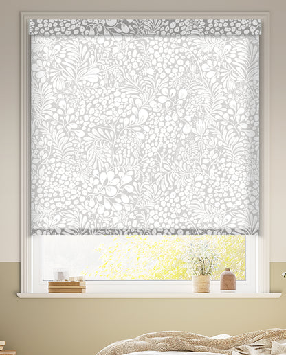 Summer Berry Grey Light Filtering Roller Shades
