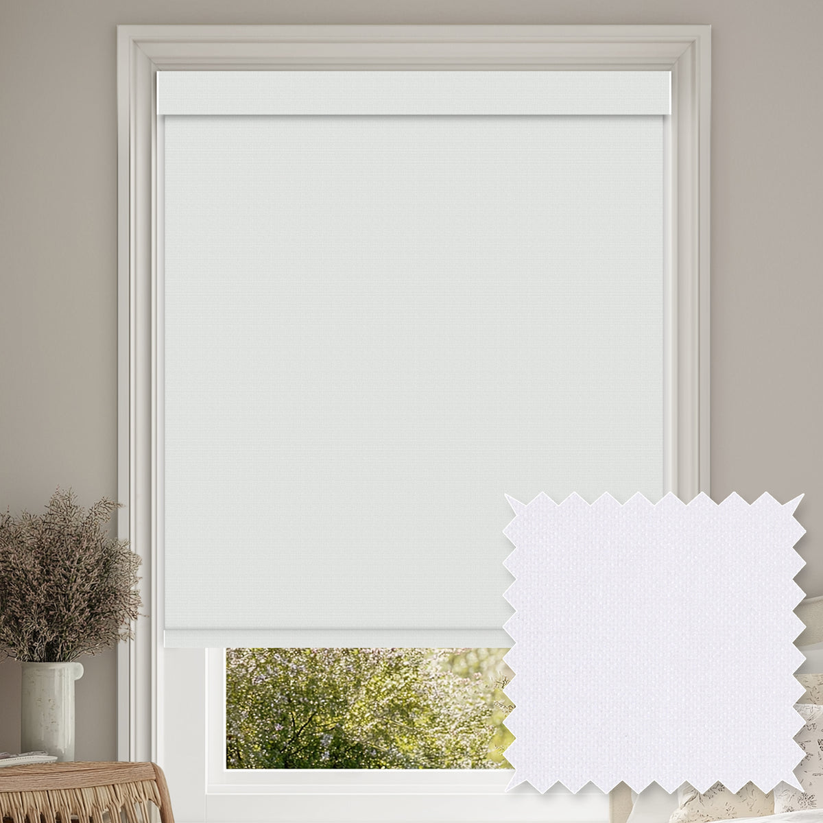 Tamora Bright White Blackout Roller Shades