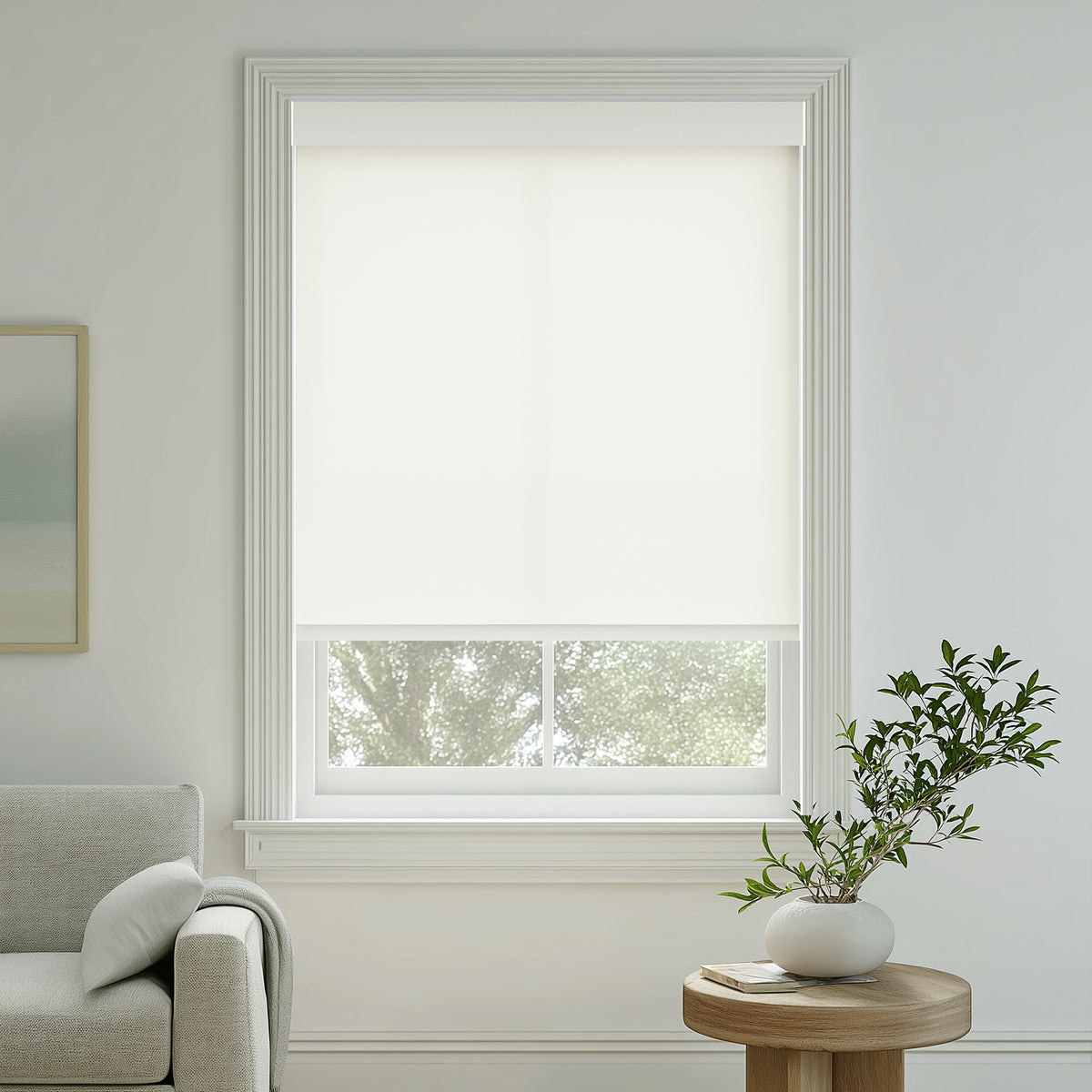 Tam Snow Flame Retardant Light Filtering Roller Shades