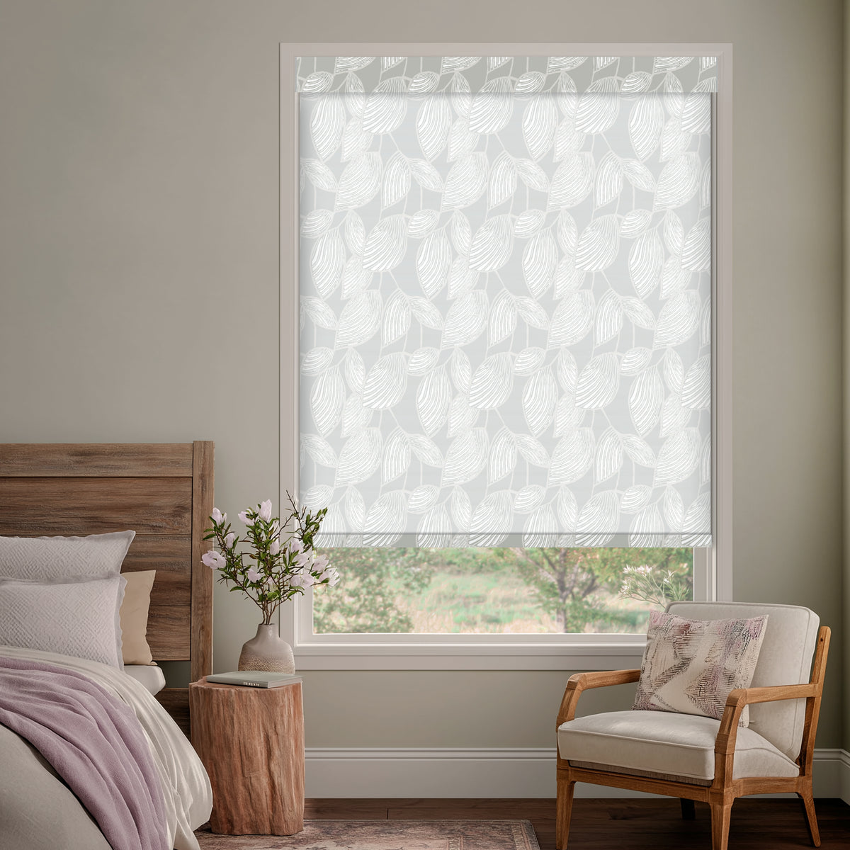 Weeping Leaf Smoke Light Filtering Roller Shades