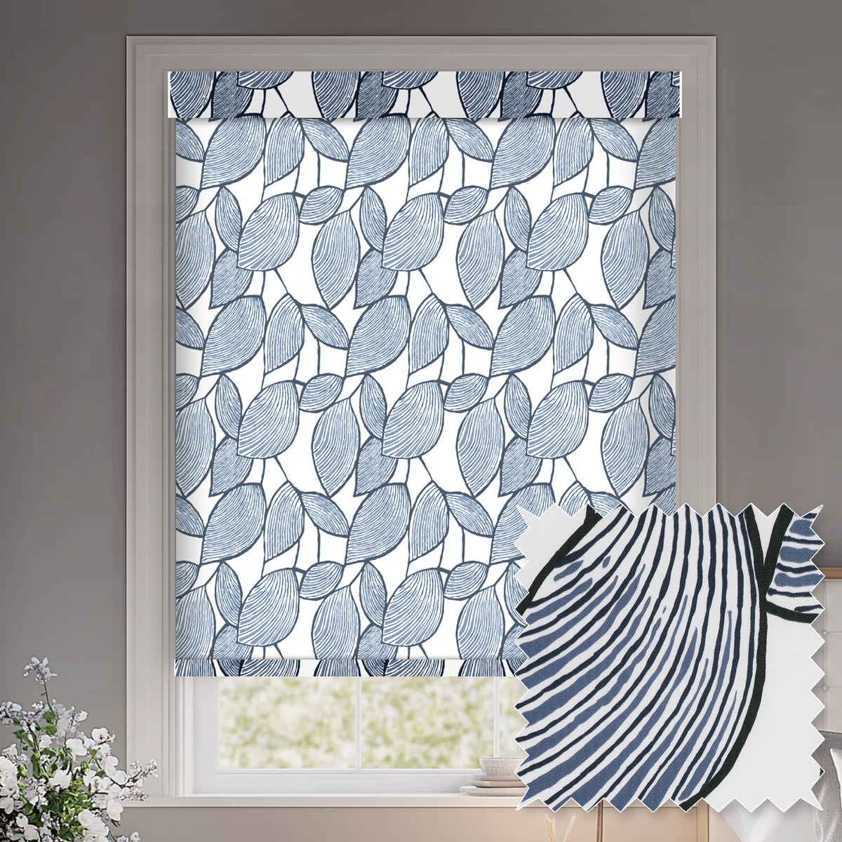 Weeping Leaf Ink Light Filtering Roller Shades