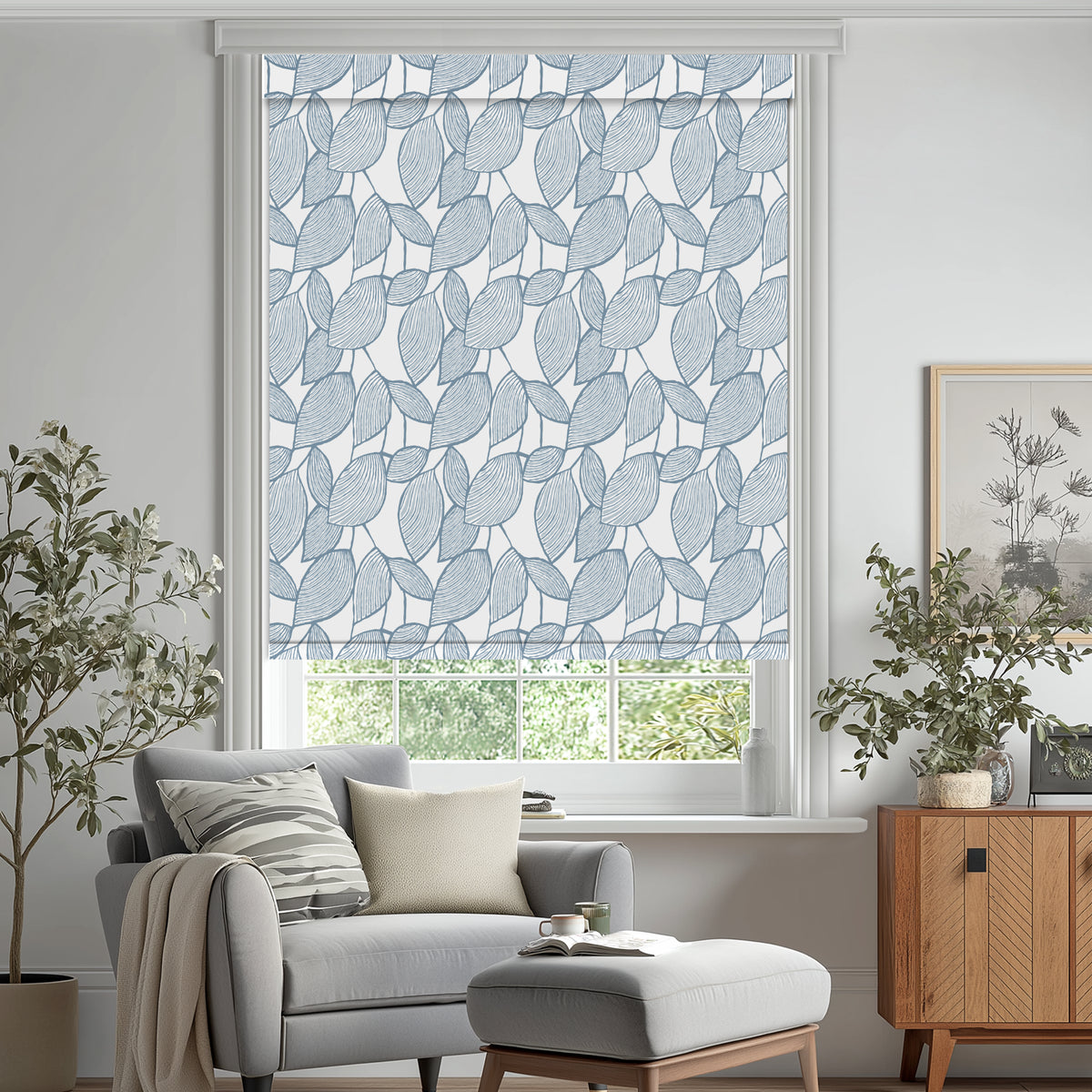 Weeping Leaf Blue Blackout Roller Shades