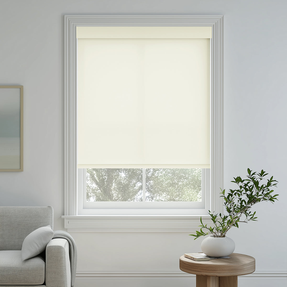 Tam Cream Flame Retardant Light Filtering Roller Shades