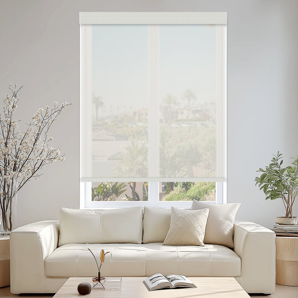 Herory White Flame Retardant Sheer Roller Shades