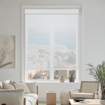 Bellevue Snow Flame Retardant Sheer Roller Shades