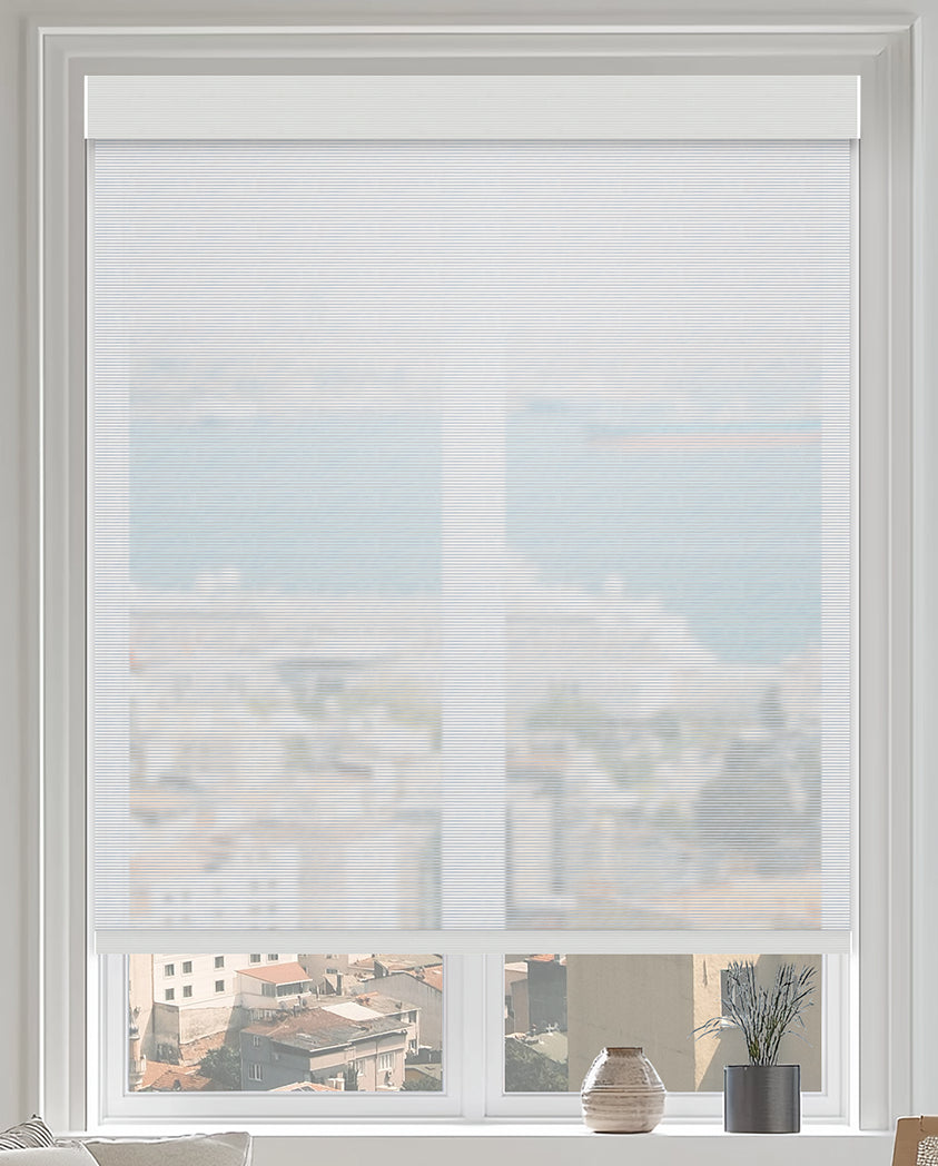 Bellevue Snow Flame Retardant Sheer Roller Shades