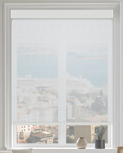 Bellevue Snow Flame Retardant Sheer Roller Shades