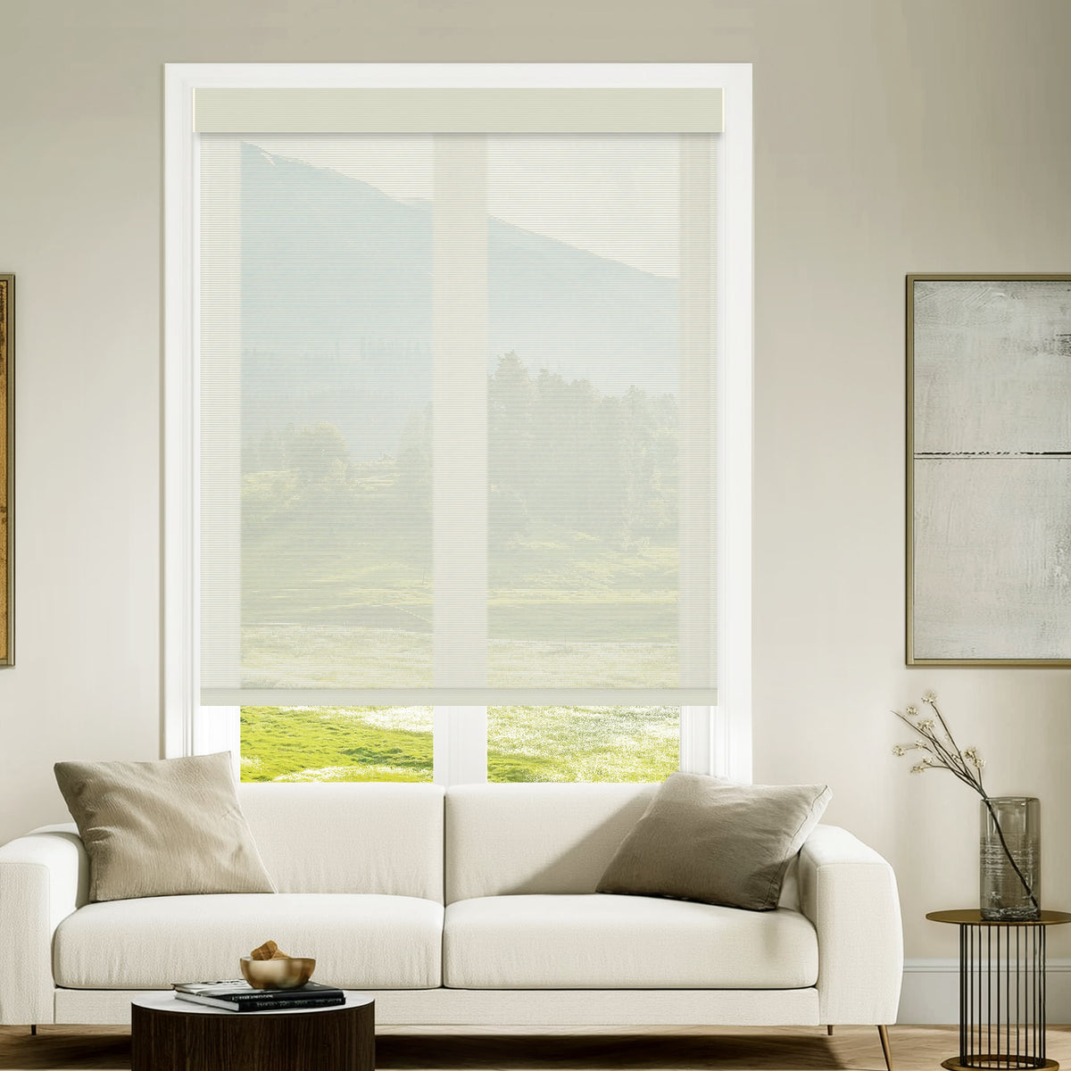 Bellevue Cream Flame Retardant Sheer Roller Shades