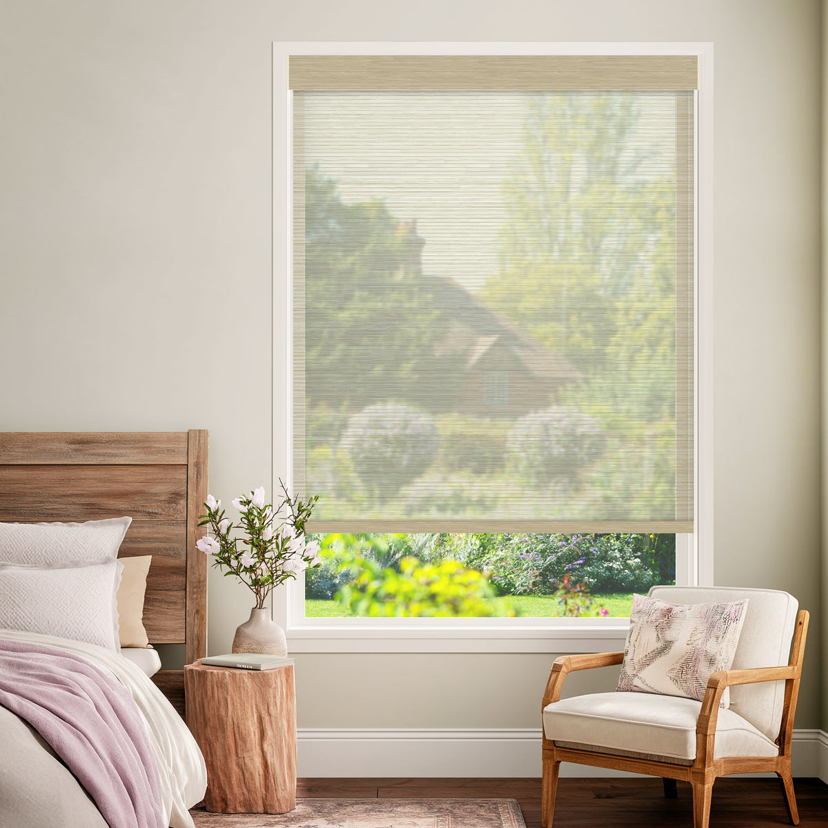 Bellevue Wheat Flame Retardant Sheer Roller Shades