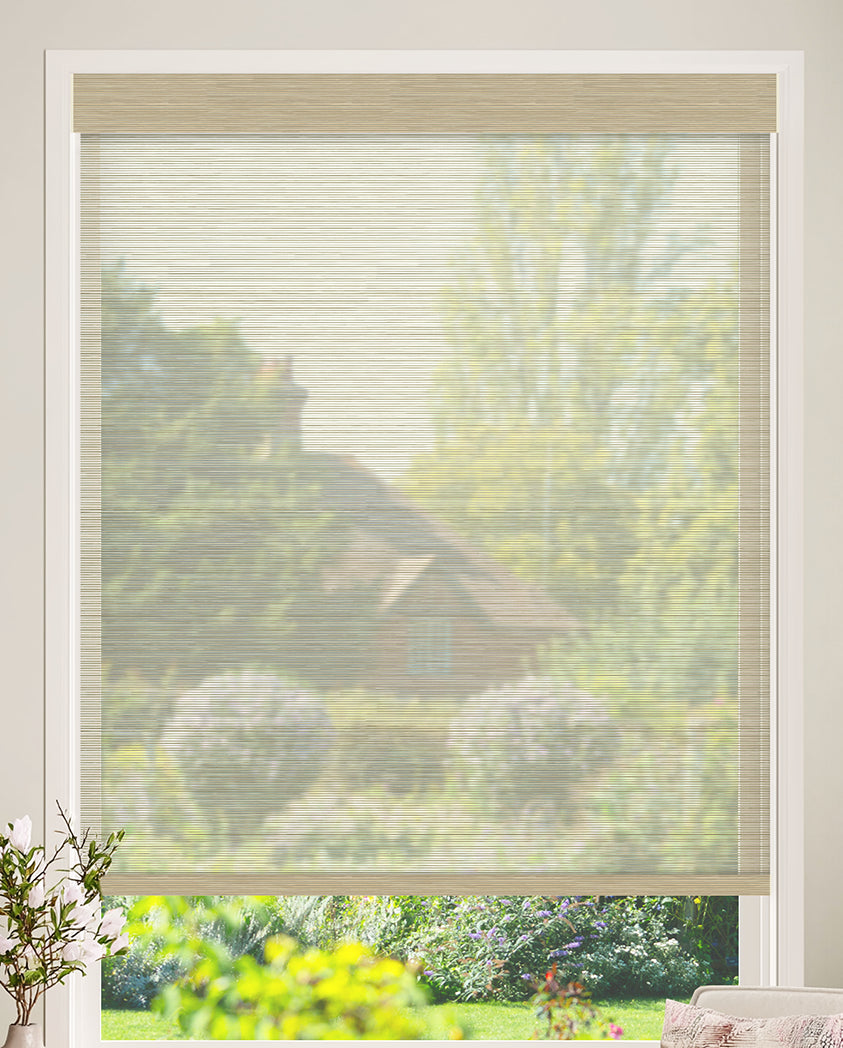 Bellevue Wheat Flame Retardant Sheer Roller Shades