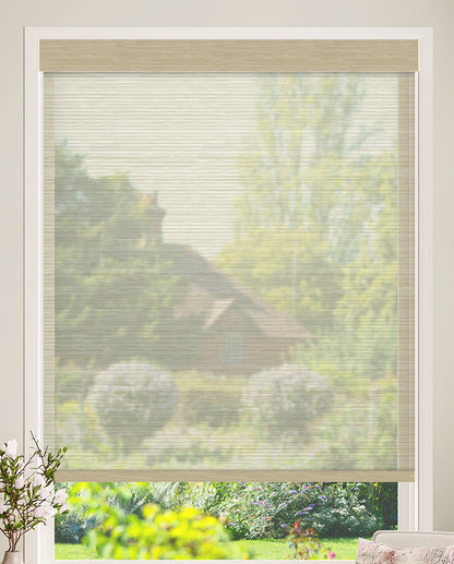 Bellevue Wheat Flame Retardant Sheer Roller Shades